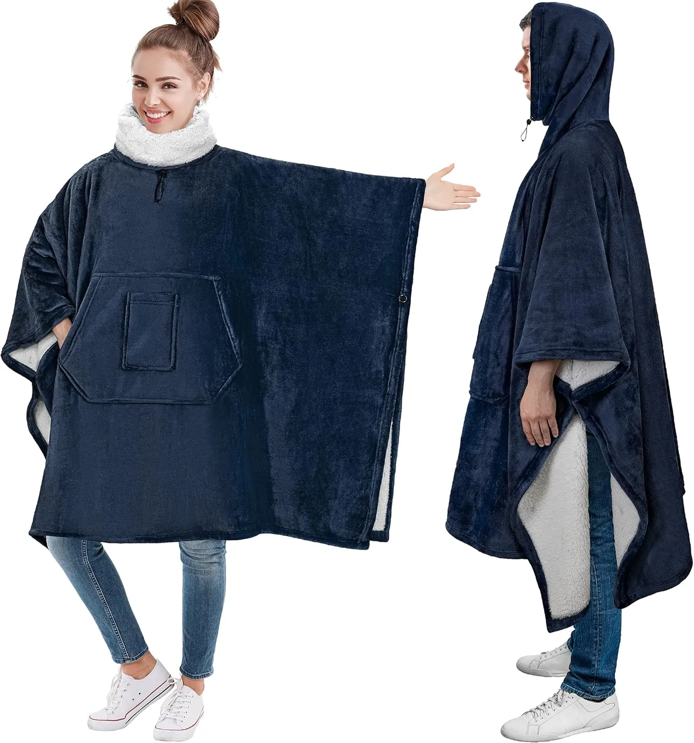 Neck Warmer$ Fleece Soft Hug Sleep Pod Adult PAVILIA Wearable Blanket Poncho gloomy disaster Women Men$ Oversized Hoodie Sweatshirt Sweater 