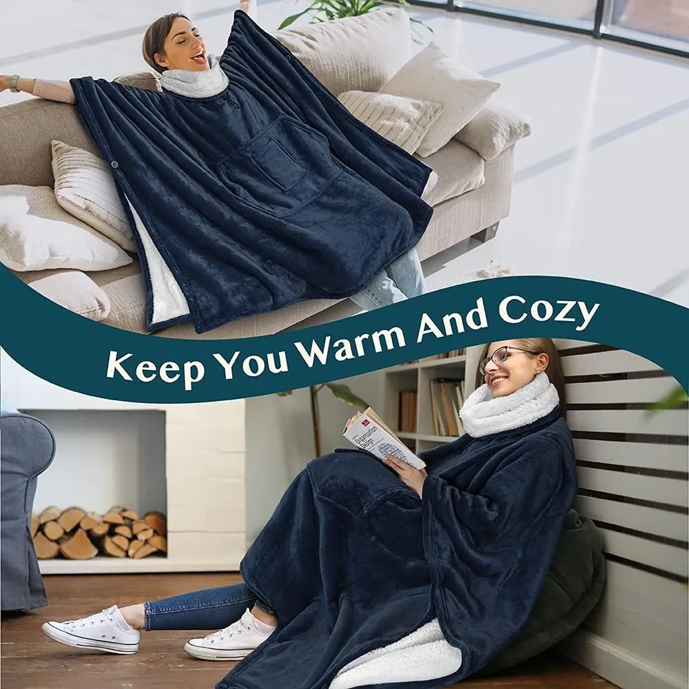 Neck Warmer$ Fleece Soft Hug Sleep Pod Adult PAVILIA Wearable Blanket Poncho gloomy disaster Women Men$ Oversized Hoodie Sweatshirt Sweater 