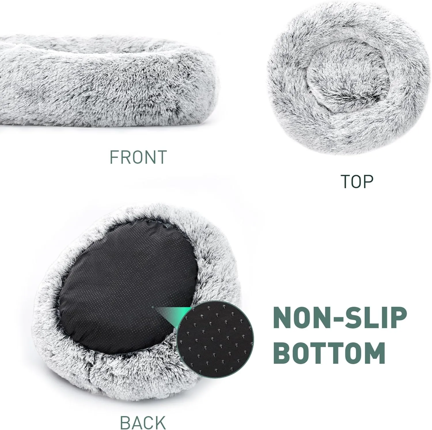 NEW Eterish Anxiety Donut Dog Bed Small, Calming Dog Beds for Anxiety 23 inches, Fluffy Round Dog Cat Pet Puppy Bed with Raised Rim, Machine Washable, Light Grey