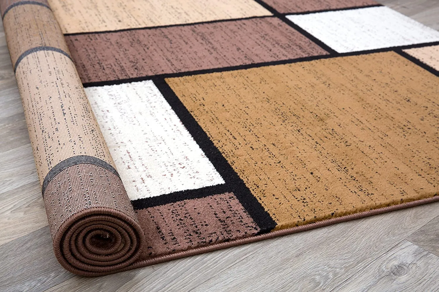 New Rugshop Contemporary Modern Boxes Area Rug, 3'3" x 5'3", Brown! Stain & Fade Resistant! Retails $131 