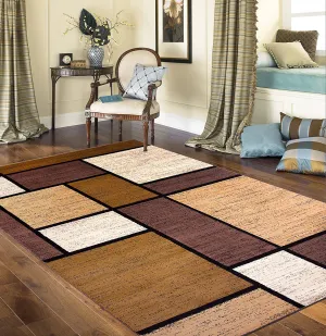 New Rugshop Contemporary Modern Boxes Area Rug, 3'3" x 5'3", Brown! Stain & Fade Resistant! Retails $131 