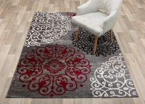 New Rugshop Contemporary Modern Floral Indoor Soft Area Rug, 3'3" x 5', Red