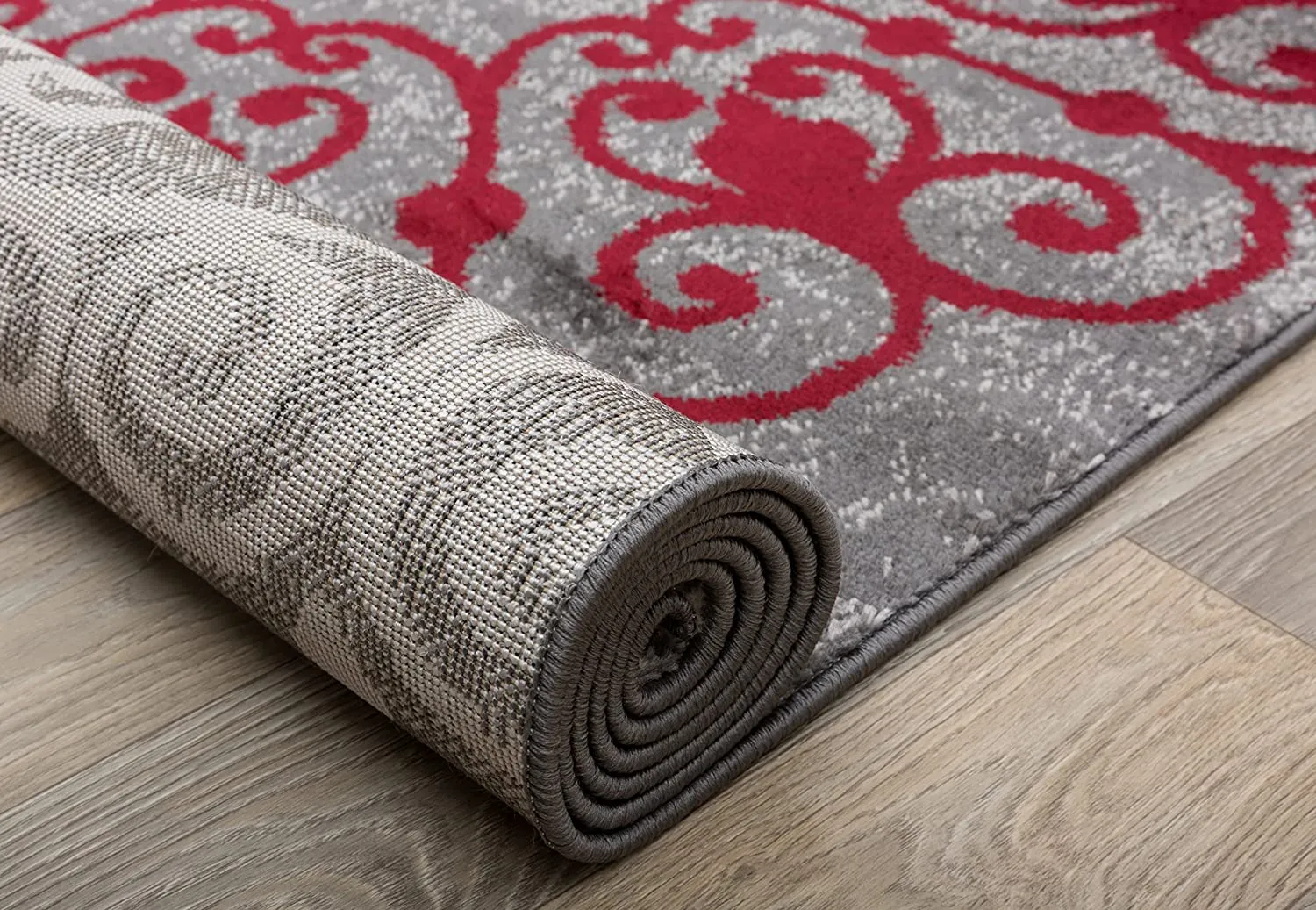 New Rugshop Contemporary Modern Floral Indoor Soft Area Rug, 3'3" x 5', Red