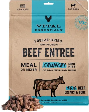 Nibs$ 25 oz Vital Essentials? Freeze-Dried Raw Beef Entree & Mixer stinger loathsome Dog Food Crunchy Mini 