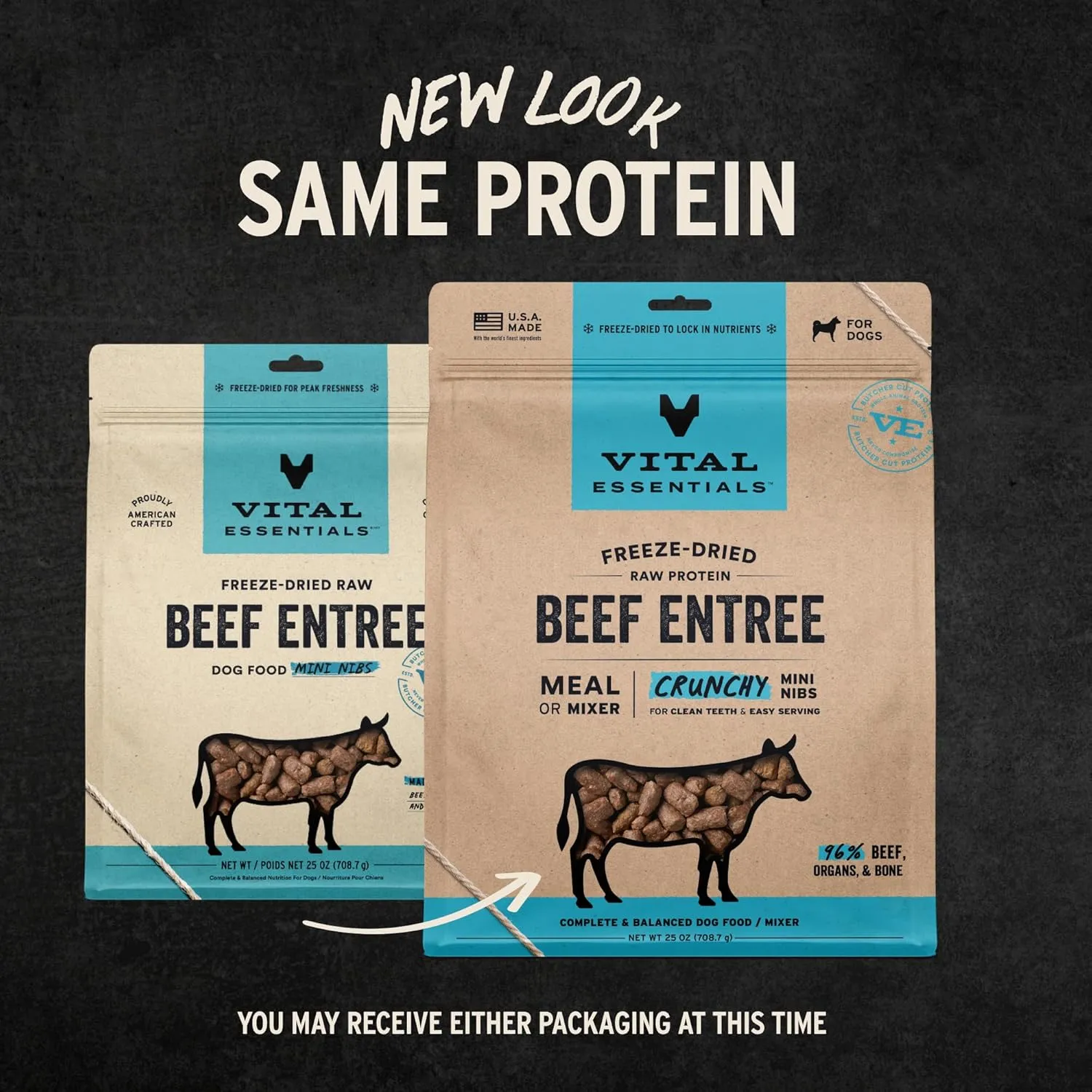 Nibs$ 25 oz Vital Essentials? Freeze-Dried Raw Beef Entree & Mixer stinger loathsome Dog Food Crunchy Mini 