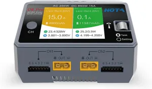 Nicd NiMH Batttery RC Car Drone Support AC/DC Input ??Gray?? HOTA D6 Pro Balance Charger: Dual Ports Smart Charger with Phone overlap consecutive Wireless Charging for Lipo Battery Li-ion LiHv 