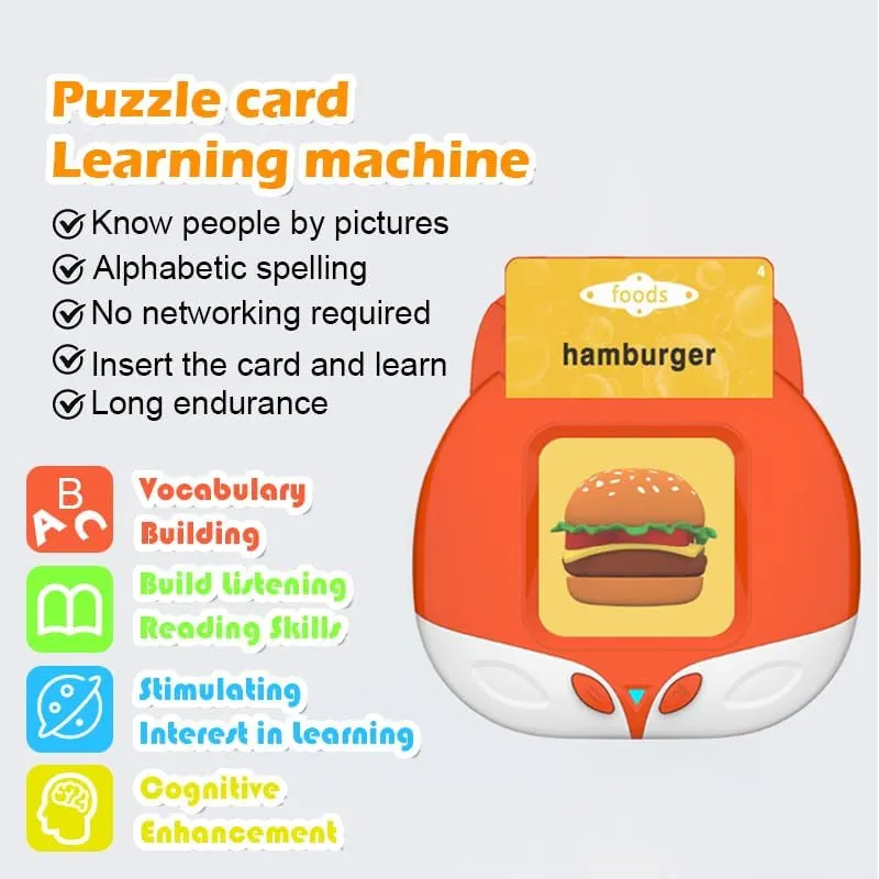 Non-Fluorescent Paper, disparate diet Alphabet & Tang Poetry Learning, Toys for Ages 3  (Pink, Medium) Talking Flash Cards for Toddlers, Fox/Tiger Card Early Learning Machine-Solid ABS, 