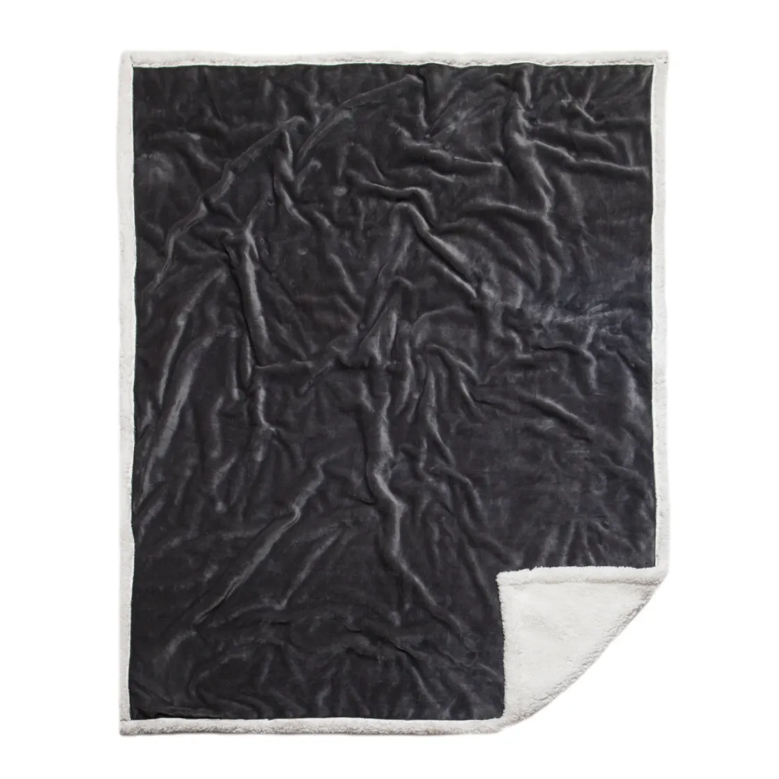 North End Grey Sherpa Plush Throw