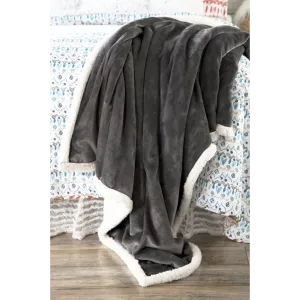 North End Grey Sherpa Plush Throw