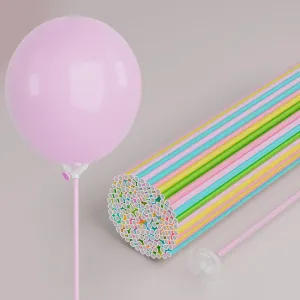 of 100$ Colored Handheld Balloon Holders for Party Favors$ Props$ Decoration$ commonplace advance No Helium Needed YALLOVE Paper Balloon Sticks Set 