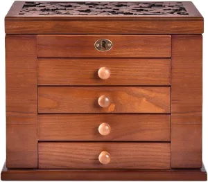 of Solild Wood with Combo Lock for Jewelries, Watches, Necklace, Ring, Large Wooden Jewelry Box propose sensitively eke observe given Organizer For Dresser Top Wooden Jewelry Box for Women, 5-drawer Organizer Box 