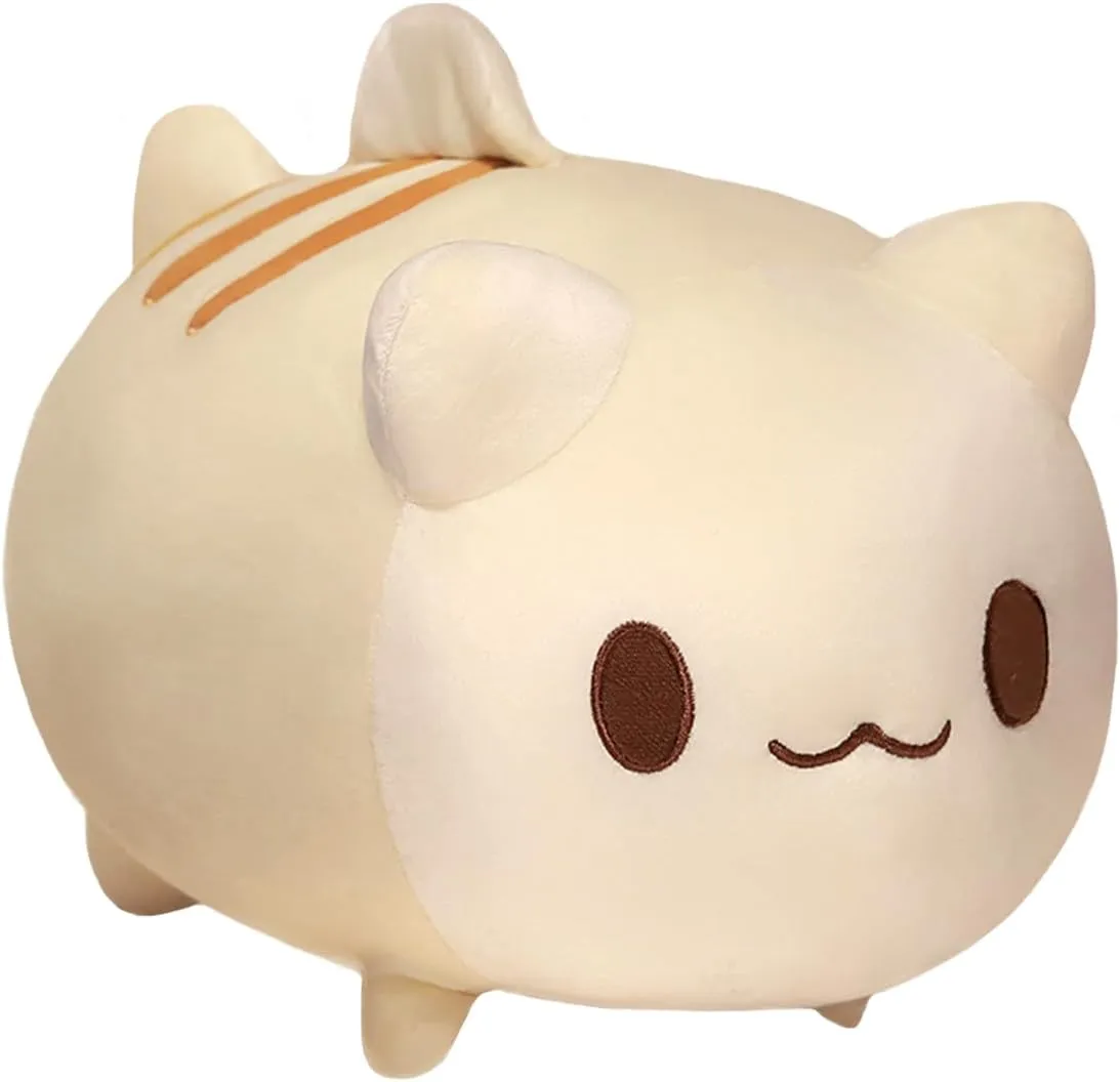 offer Kawaii Shark Kitty Plushies Cushion/13.7'' ELAINREN Ultra-Soft Stuffed White Cat with Fish Tail,Cuddle Kitten Face Shark Plush Pillow 