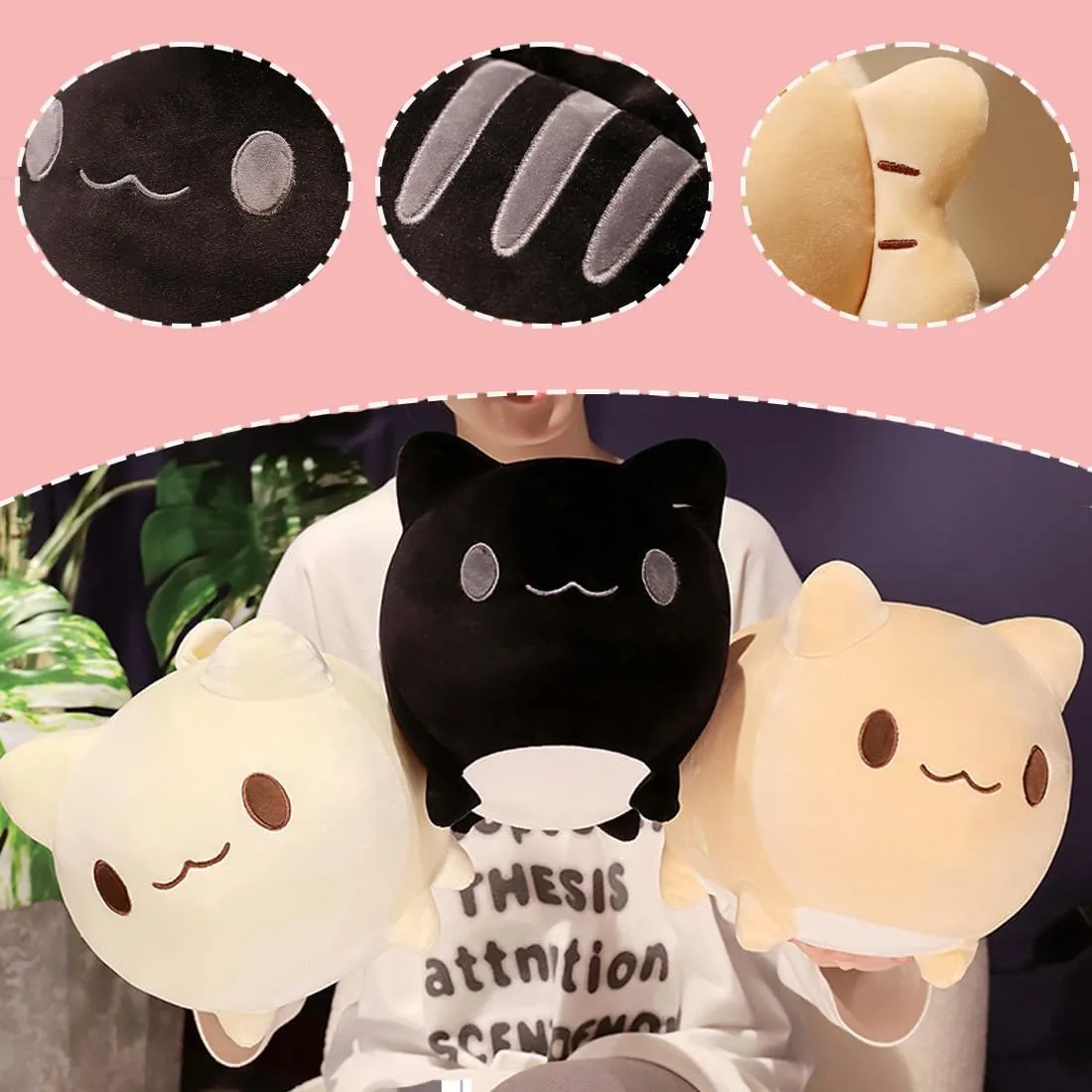 offer Kawaii Shark Kitty Plushies Cushion/13.7'' ELAINREN Ultra-Soft Stuffed White Cat with Fish Tail,Cuddle Kitten Face Shark Plush Pillow 