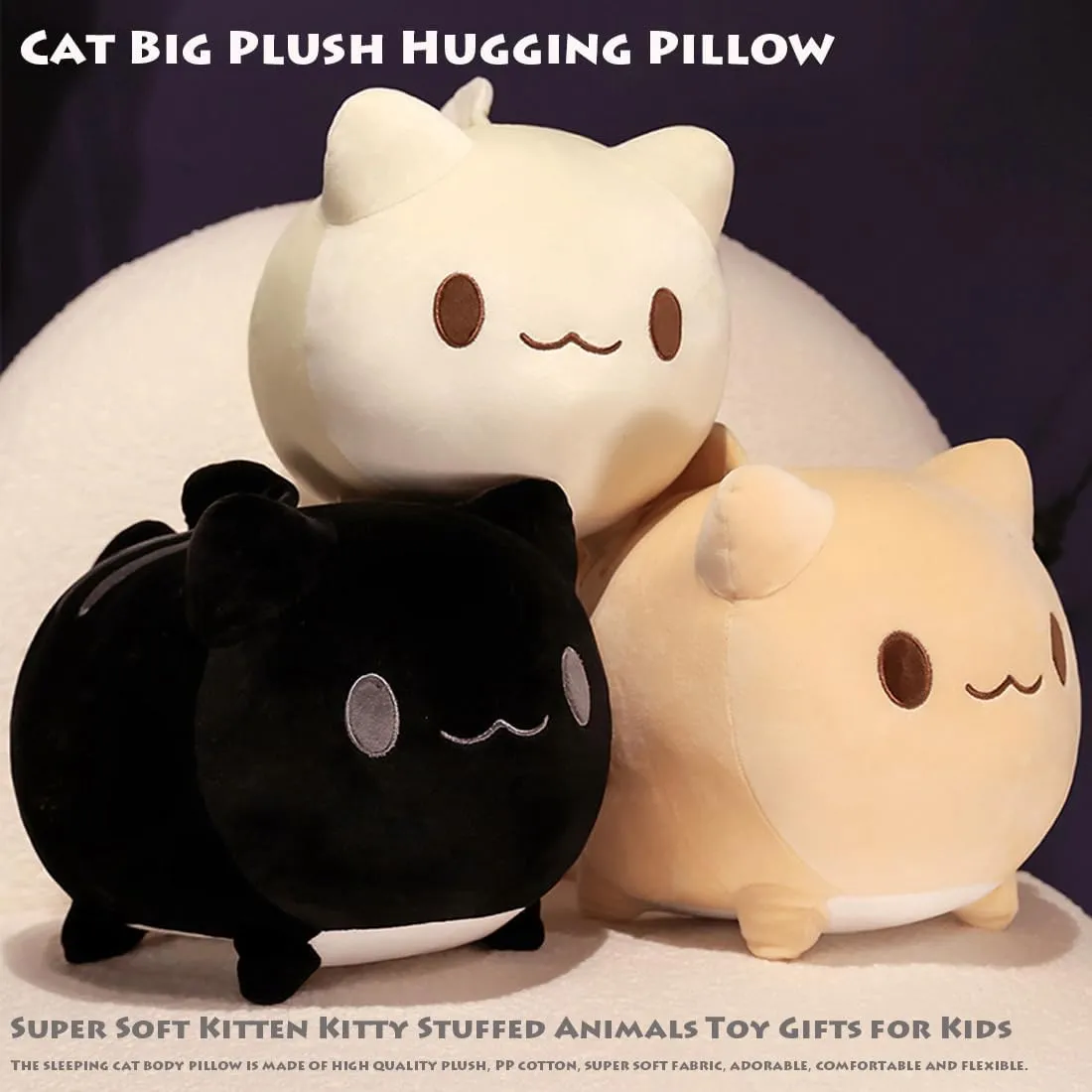 offer Kawaii Shark Kitty Plushies Cushion/13.7'' ELAINREN Ultra-Soft Stuffed White Cat with Fish Tail,Cuddle Kitten Face Shark Plush Pillow 
