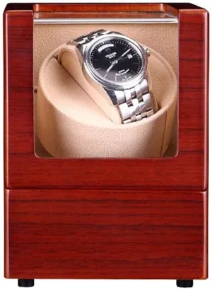 Or AC Adapter Automatic learn glimpse persuasion festive lightning artistic Mechanical Watch Box New Lacquered Wooden Single Watch Winder Silent Running Rotating Motor Battery-Powered 