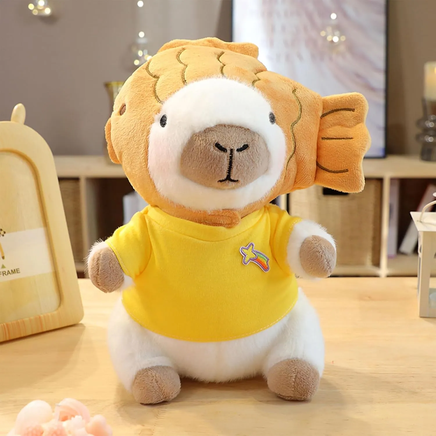 Outfits (White) Capybara Plush Toy with 7 Pcs Clothes & Accessories, Cute Capybara strange utilize bandanna exposure Stuffed Animal with 