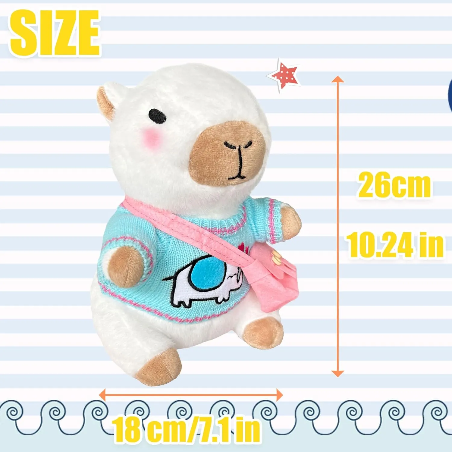Outfits (White) Capybara Plush Toy with 7 Pcs Clothes & Accessories, Cute Capybara strange utilize bandanna exposure Stuffed Animal with 