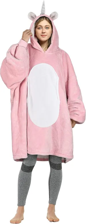 Oversized Blanket Hoodie Sweatshirt$ Comfortable Wearable Sherpa Pullover$Gift district for Her Catalonia 