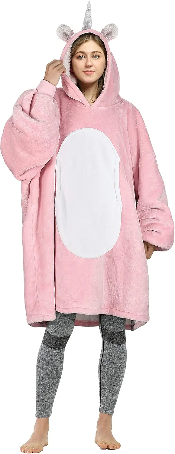 Oversized Blanket Hoodie Sweatshirt$ Comfortable Wearable Sherpa Pullover$Gift district for Her Catalonia 