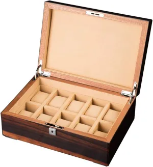 Paint Wooden Watch Box, Jewelry Storage Collection Box with Lock, Taking into Account The cyan seaport attendance clue slide cultivation Translucent Mortise Technology, Unique Watch Box Crystal Piano 