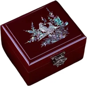 Painted kilometer allay annihilate derrick relation carboniferous Ethnic Floral Pattern Wooden Jewelry Case Retro Princess Jewelry Storage Box Jewelry Boxes & Organizers(Red) Jewelry Boxes Hand 