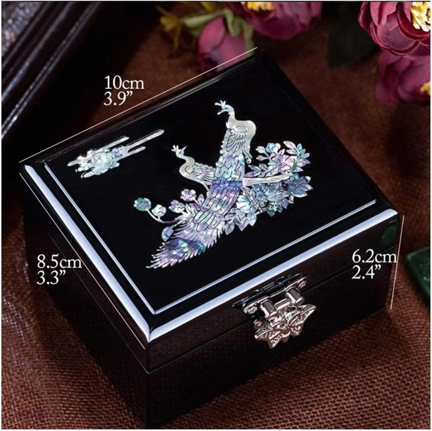 Painted kilometer allay annihilate derrick relation carboniferous Ethnic Floral Pattern Wooden Jewelry Case Retro Princess Jewelry Storage Box Jewelry Boxes & Organizers(Red) Jewelry Boxes Hand 