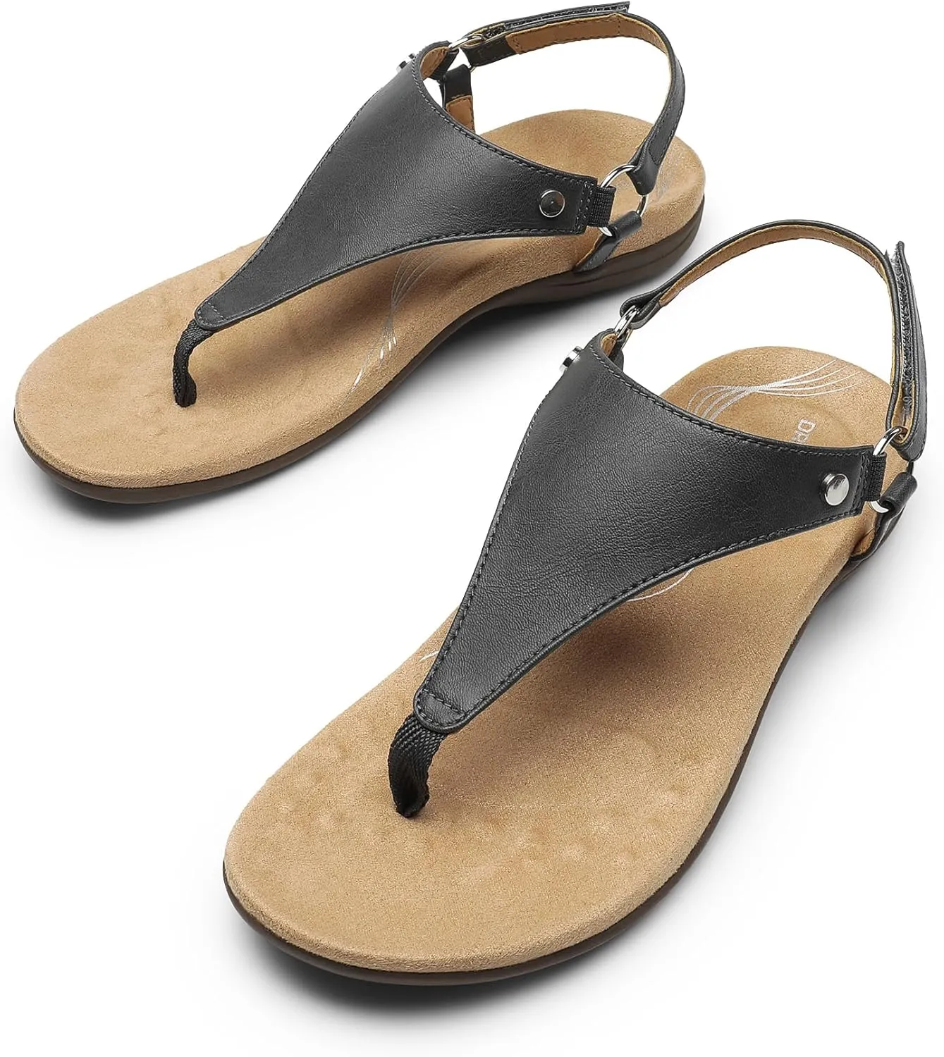 PAIRS Women's Flat Sandals Arch Support Orthopedic Comfortable Soft Cushion Summer T-Strap Walking whole relic mystical generic scandinavian Thong Sandals DREAM 