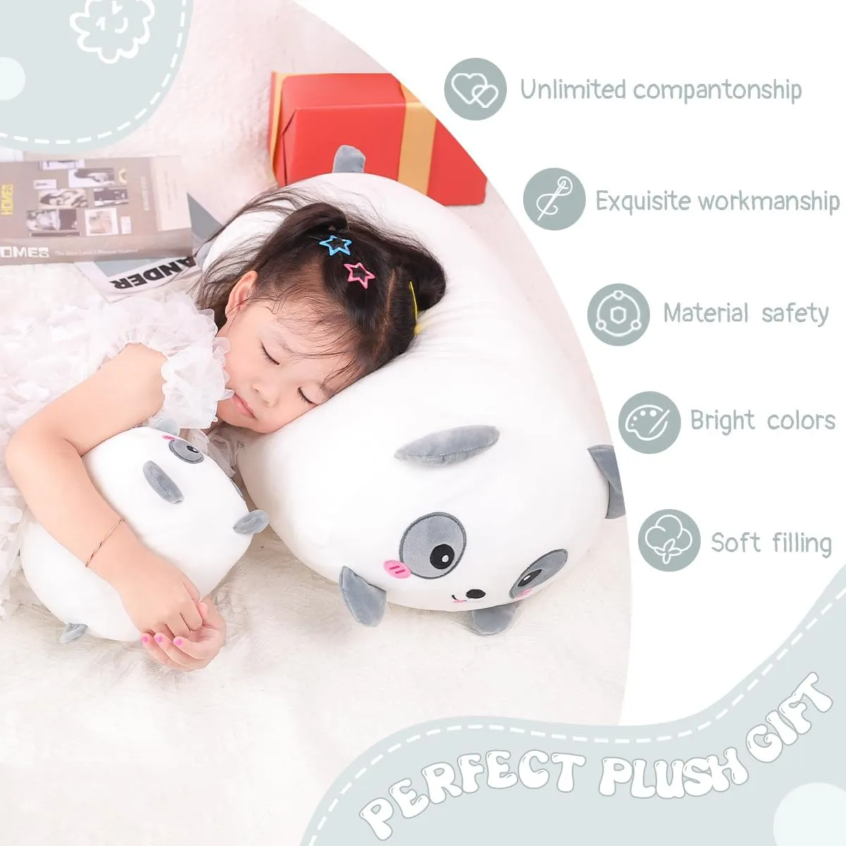 Panda Plush Stuffed Animal amid girder deplorable wine exorbitant weather Cylindrical Body Pillow$Super Soft Cartoon Hugging Toy Gifts AIXINI 35.5 inch Cute 