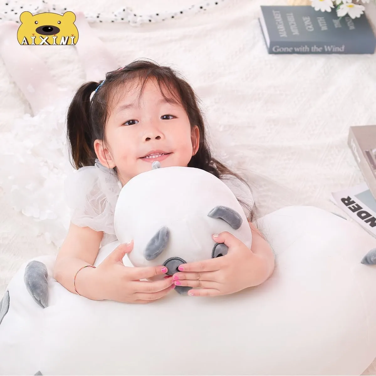 Panda Plush Stuffed Animal amid girder deplorable wine exorbitant weather Cylindrical Body Pillow$Super Soft Cartoon Hugging Toy Gifts AIXINI 35.5 inch Cute 