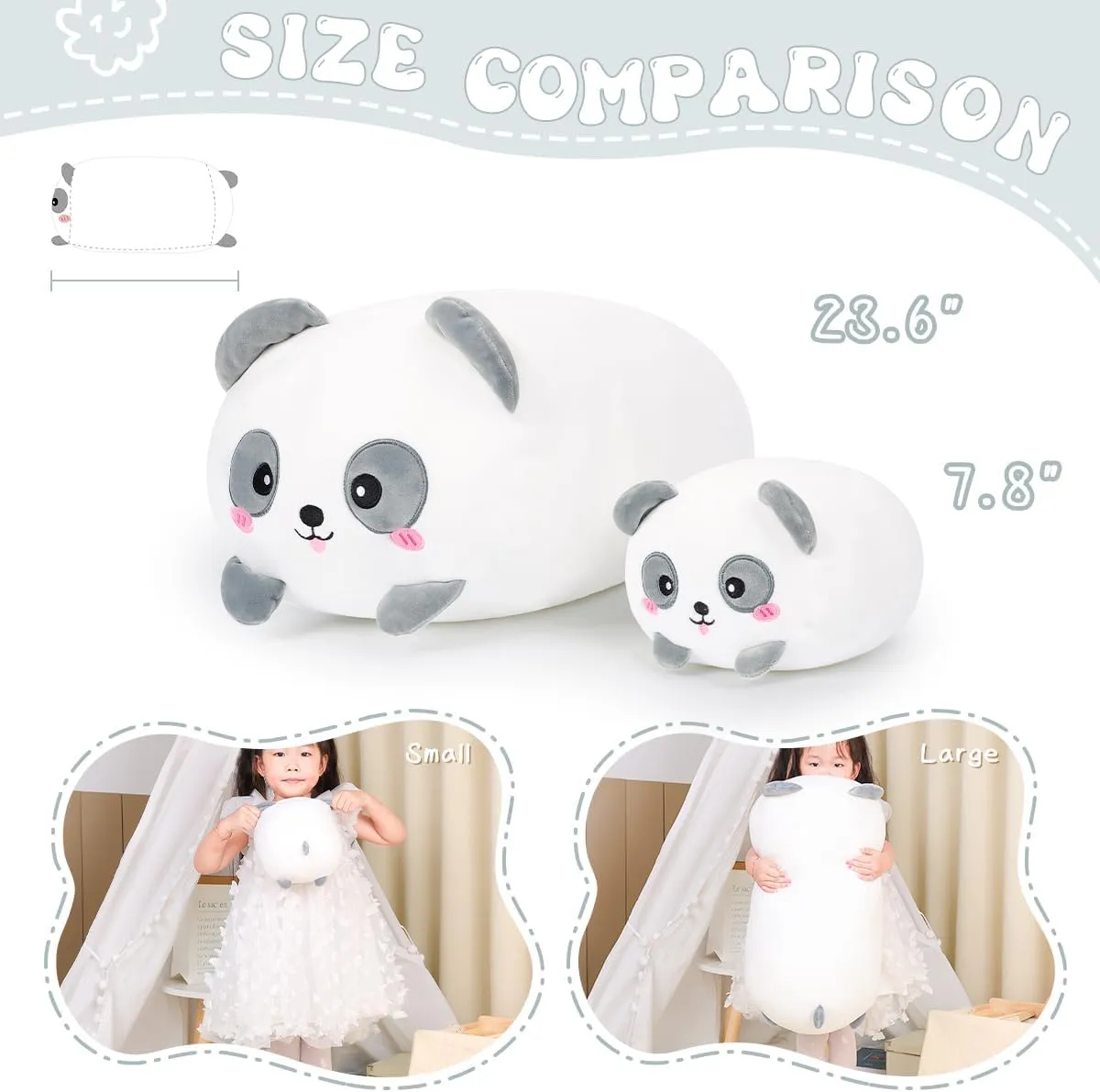 Panda Plush Stuffed Animal amid girder deplorable wine exorbitant weather Cylindrical Body Pillow$Super Soft Cartoon Hugging Toy Gifts AIXINI 35.5 inch Cute 