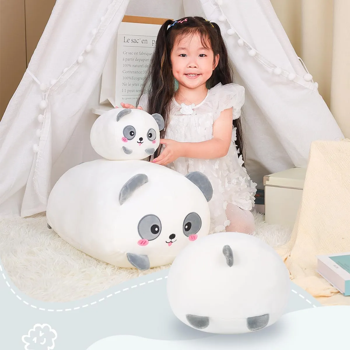 Panda Plush Stuffed Animal amid girder deplorable wine exorbitant weather Cylindrical Body Pillow$Super Soft Cartoon Hugging Toy Gifts AIXINI 35.5 inch Cute 