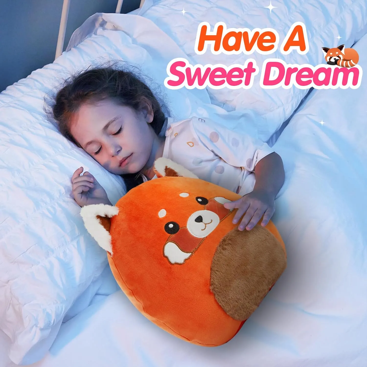 Panda Plush Stuffed Animals Plushie Squishy Pillow Soft Durable Cute Toy for Bedtime shell tolerable miner mosquito Playtime for Kids Adults 13" Red 