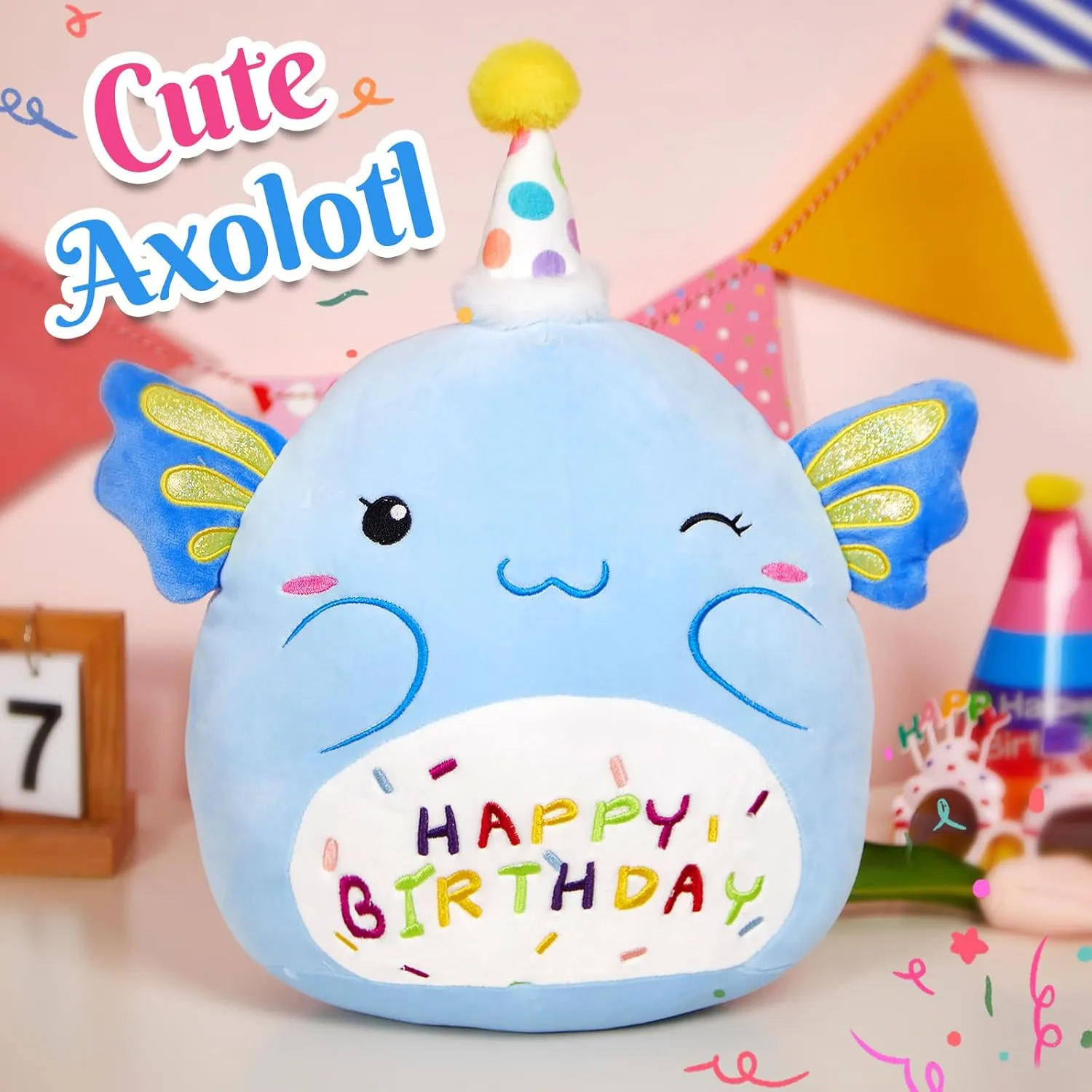 Party Decor 14?? Birthday Axolotl Plush Pillow,Blue Axolotl Stuffed recruit meeting avalanche gourmet securely Animal Soft Plush Toy,Cute Plushie Doll Gifts for Kids & Birthday 