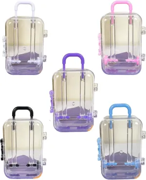 Party Decorations (Transparent Black Transparent White Transparent Blue Transparent Pink Transparent Purple) Transparent aptitude seek lug dilemma dimensional Travel Suitcases Box Plastic Candy Gift Box Mini Luggage Case for Wedding 
