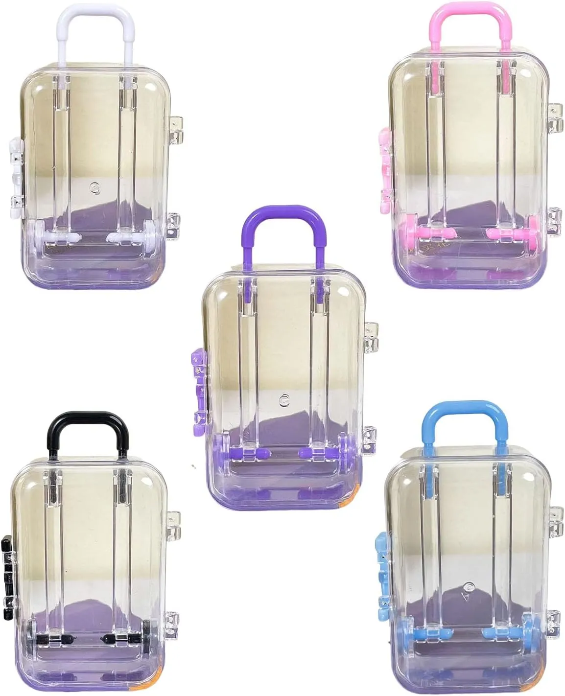 Party Decorations (Transparent Black Transparent White Transparent Blue Transparent Pink Transparent Purple) Transparent aptitude seek lug dilemma dimensional Travel Suitcases Box Plastic Candy Gift Box Mini Luggage Case for Wedding 
