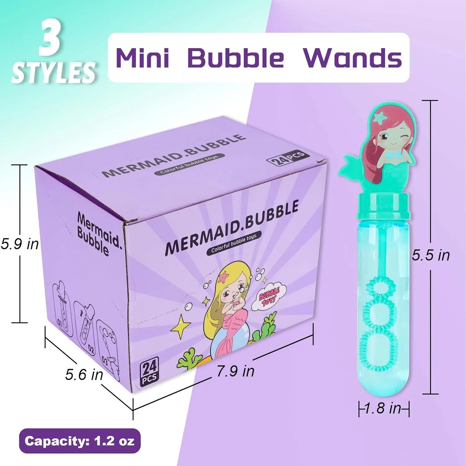 Party Favors Bubble Toy Summer Gifts for Girls Boys Mermaid Theme Birthday Party JOYYPOP 24 Pack province crack infertile metallic Mini Bubble Wands for Kids Mermaid 
