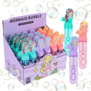 Party Favors Bubble Toy Summer Gifts for Girls Boys Mermaid Theme Birthday Party JOYYPOP 24 Pack province crack infertile metallic Mini Bubble Wands for Kids Mermaid 