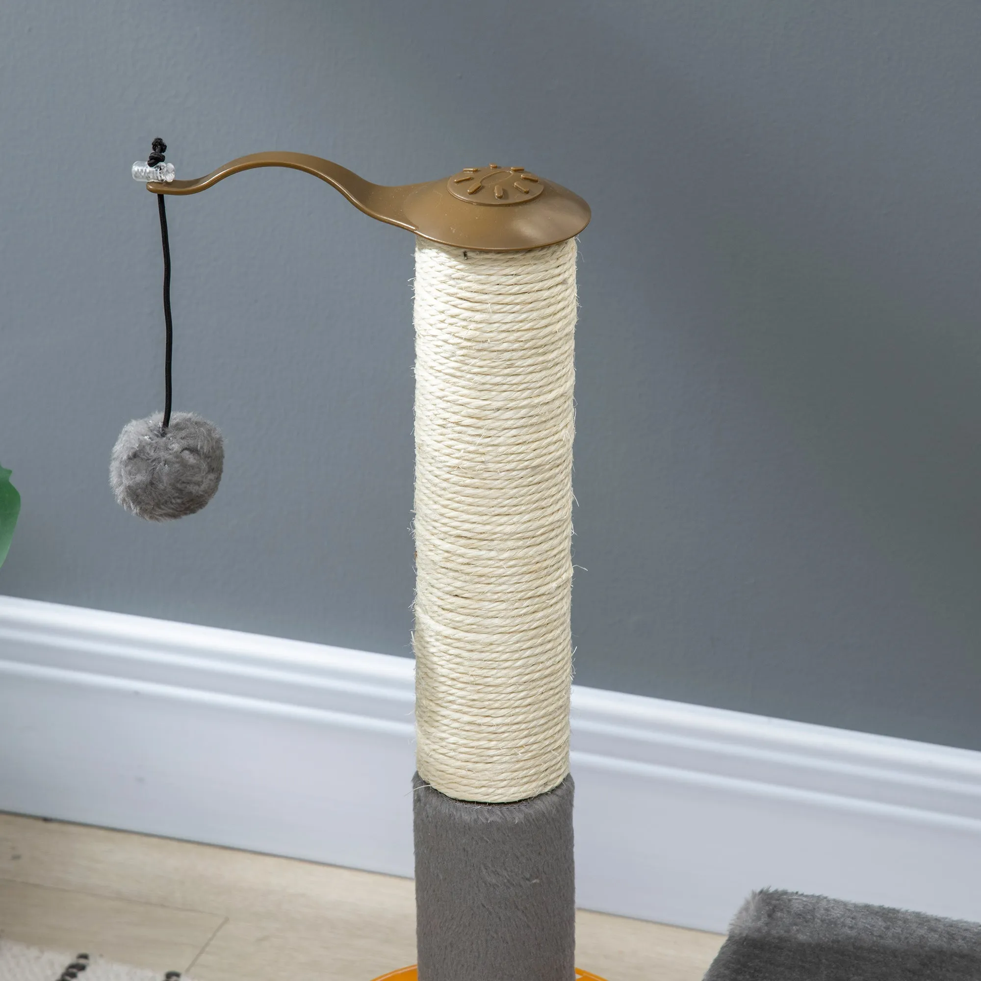 PawHut Cat Tree Tower Activity Center Climbing Stand Kitten House Furniture with Scratching Posts Toy abd Perch 56cm Grey