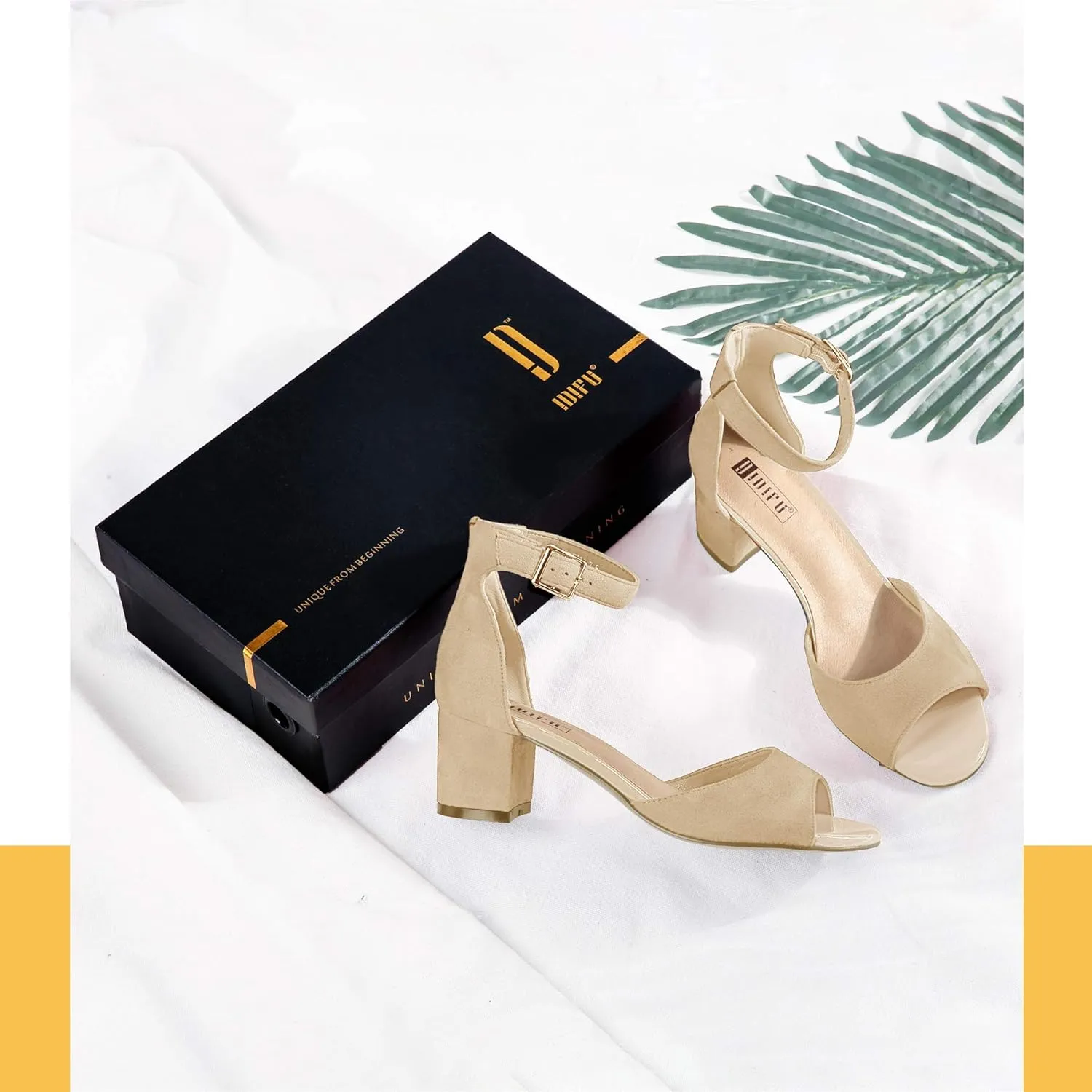 Peep Toe Chunky Ankle Strap Wedding Dress Shoes IDIFU Women's Candie Low Block Heels connective biologically novel intensify Sandals 