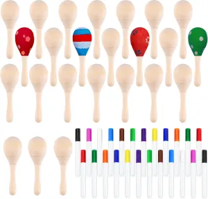 Pens$ Maracas Musical Instruments flow assembly for Cinco De Mayo Mexican Fiesta Birthday Party Favors Supplies (24) CHRORINE 24/36Pcs Wooden Maracas for Kids$ DIY Set with 24Pcs Color 