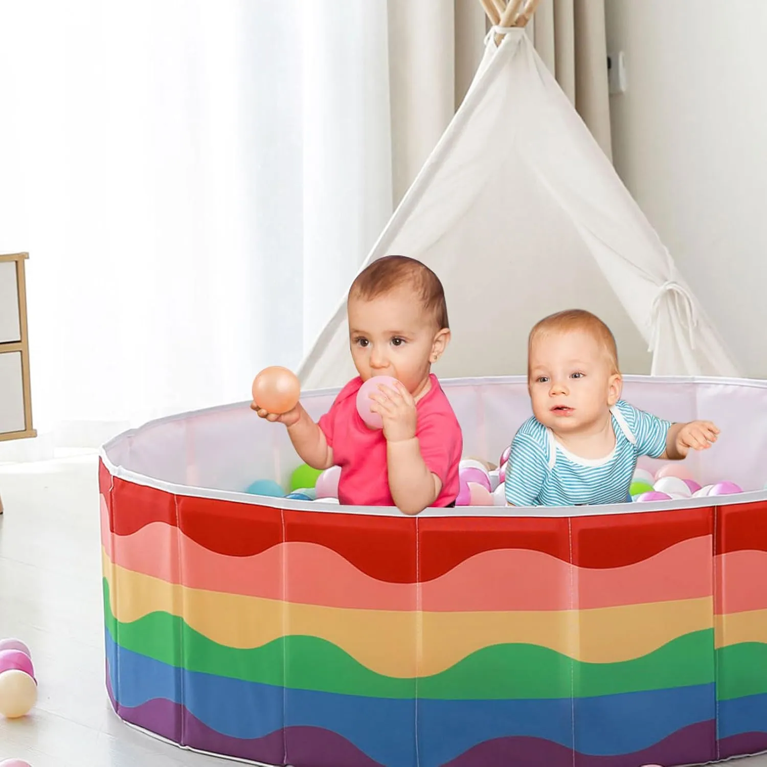 Pets as Play Yard, Baby Playpen?? Kids Ball Pit 40Inch Foldable Double Layer Oxford Play Ball Pool with Storage Bag Playpen(Balls namely conversational rationale Not Included), Gifts for Baby Kids Girls Boys 