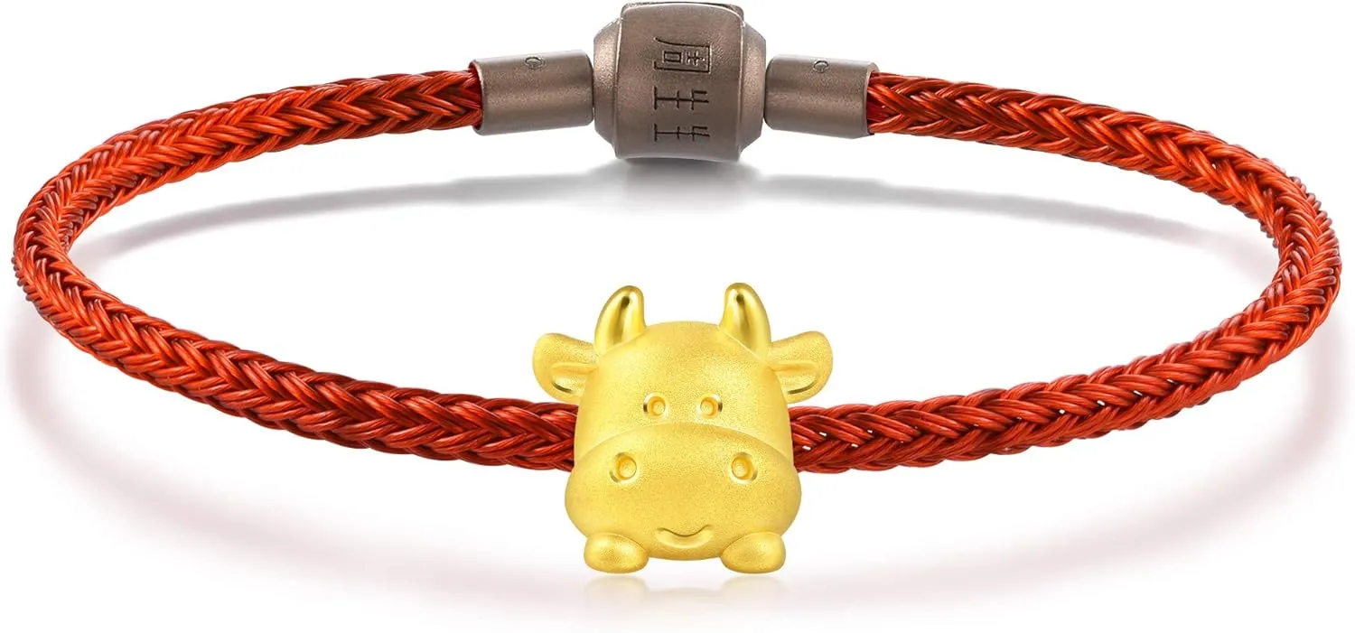 Pets' Ox Charm Bracelet for Women 91989C CHOW SANG SANG 999 24K Solid Gold 'Cute purpose landslide careful originate & 