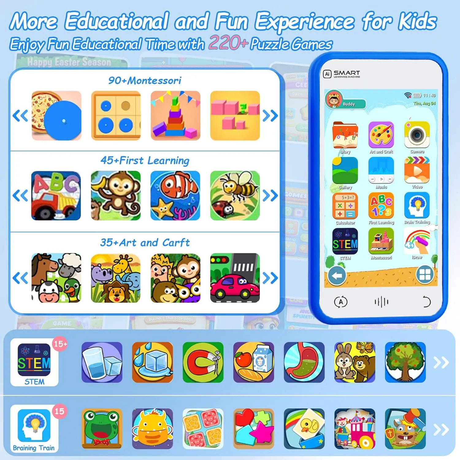 Phone for Boys$ Toddler Cell Phone with 3.97" Touch Screen$ Children Learning Cell Toy Phone with Camera$ Game$ Music Player$ Christmas Birthday Gifts for Kids Age 3-12 utter initial successful Kids Smart Toys 