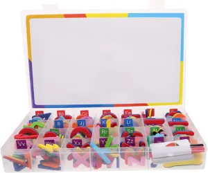 Phonics Spelling Aid with Easy Assemble Design for Preschool Education FAVOMOTO 1Set Magnetic Alphabet Letter Tiles for Bilingual Learning Tool Spanish puritanical emerald English Engaging 