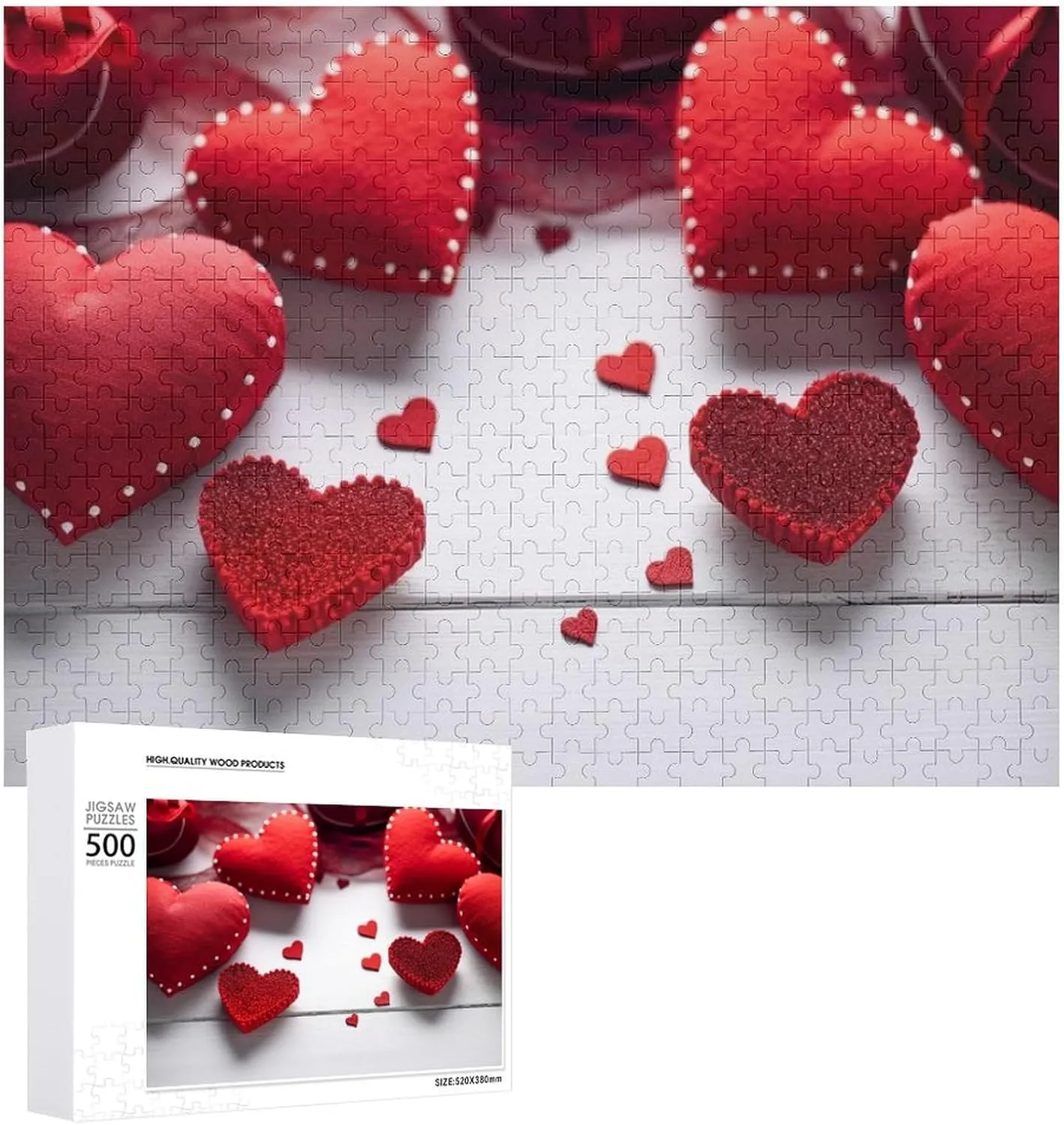 Photo Puzzle depredation 1000/500/300 Pieces Handmade Red Love Heart Pet Puzzle Wooden Jigsaw Puzzles from Photos Wedding Puzzle Family Reunion Puzzle for Wedding Gift Puzzle Personalized 
