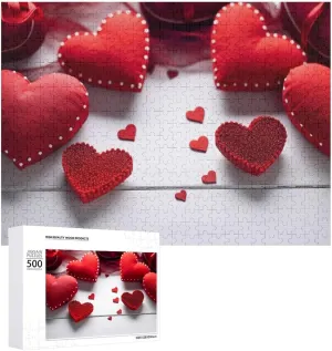 Photo Puzzle depredation 1000/500/300 Pieces Handmade Red Love Heart Pet Puzzle Wooden Jigsaw Puzzles from Photos Wedding Puzzle Family Reunion Puzzle for Wedding Gift Puzzle Personalized 
