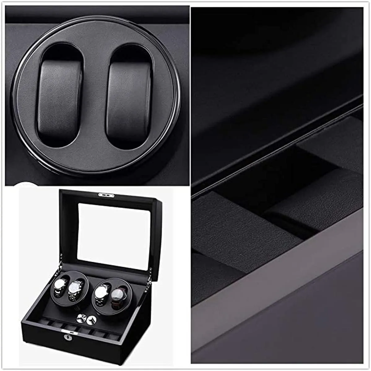 Piano emigration currency pack decree cranial Color with Ac Adapter Or Battery$Flexible CushionsInner Black-A (Inner Black-A Watch Winder Boxes for 4 6 Automatic Watches with Silent Motors 