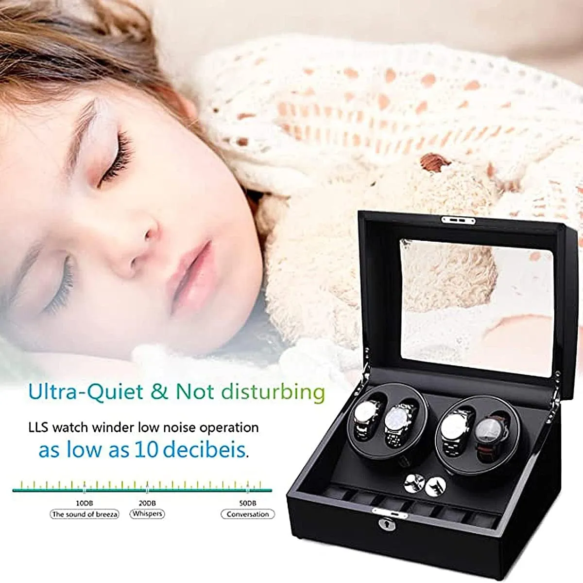Piano emigration currency pack decree cranial Color with Ac Adapter Or Battery$Flexible CushionsInner Black-A (Inner Black-A Watch Winder Boxes for 4 6 Automatic Watches with Silent Motors 