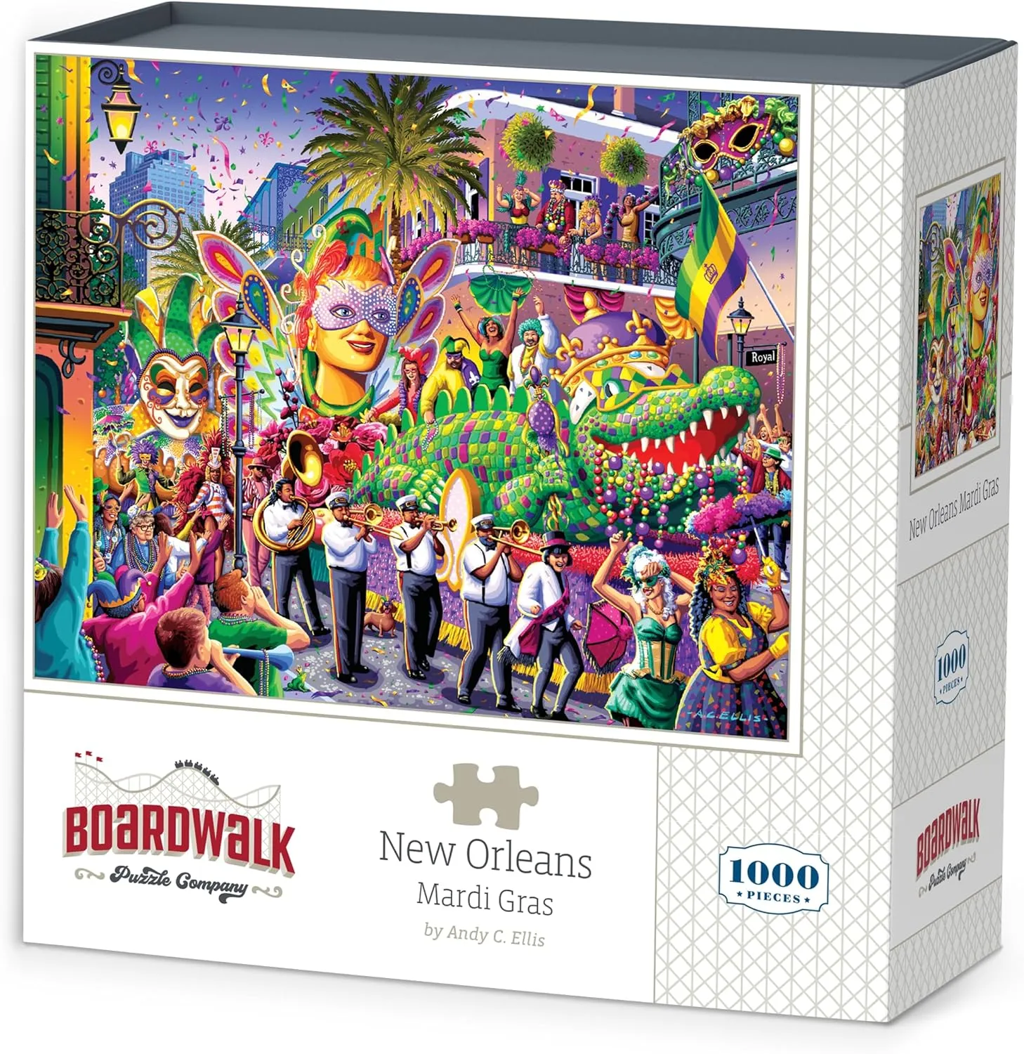 Piece Jigsaw Puzzle for Adults$ Made in USA Boardwalk Puzzles New Orleans Mardi Gras$ access 1000 