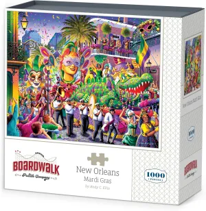 Piece Jigsaw Puzzle for Adults$ Made in USA Boardwalk Puzzles New Orleans Mardi Gras$ access 1000 